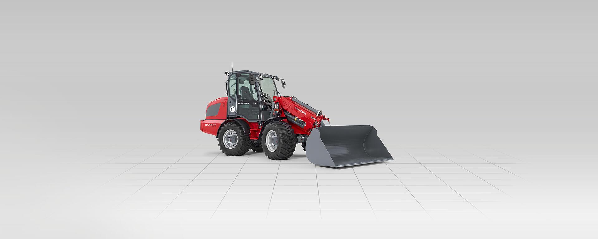 Weidemann telescopic wheel loader 5080T cabin with round light cargo bucket, Studio