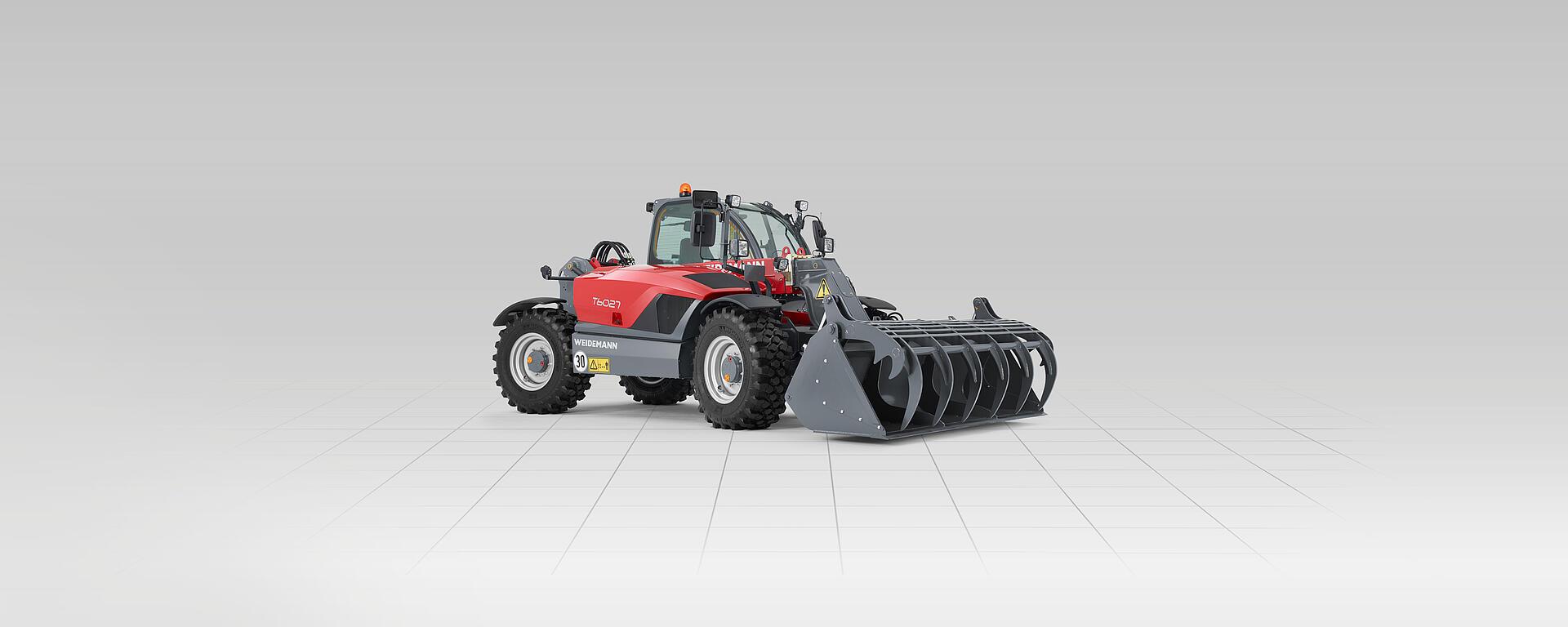 Weidemann telehandler T6027 cabin with power grab bucket, Studio