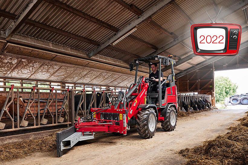 Weidemann Hoftrac 1190e mit Fahrerschutzdach und Futterschiebeschild im landwirtschaftlichen Einsatz