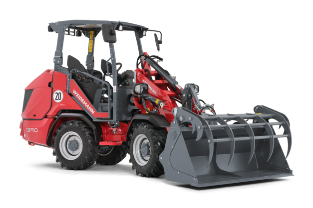 Weidemann Hoftrac/farm loader 1390 canopy with grab bucket, studio