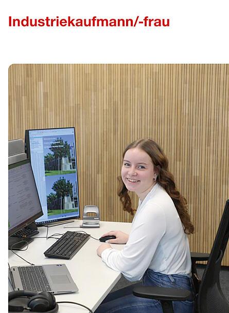 Mitarbeiter erklärt Industriekauffrau etwas am Bildschirm