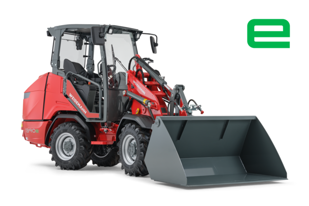 Weidemann Hoftrac 1390e overhead guard with light material bucket, studio