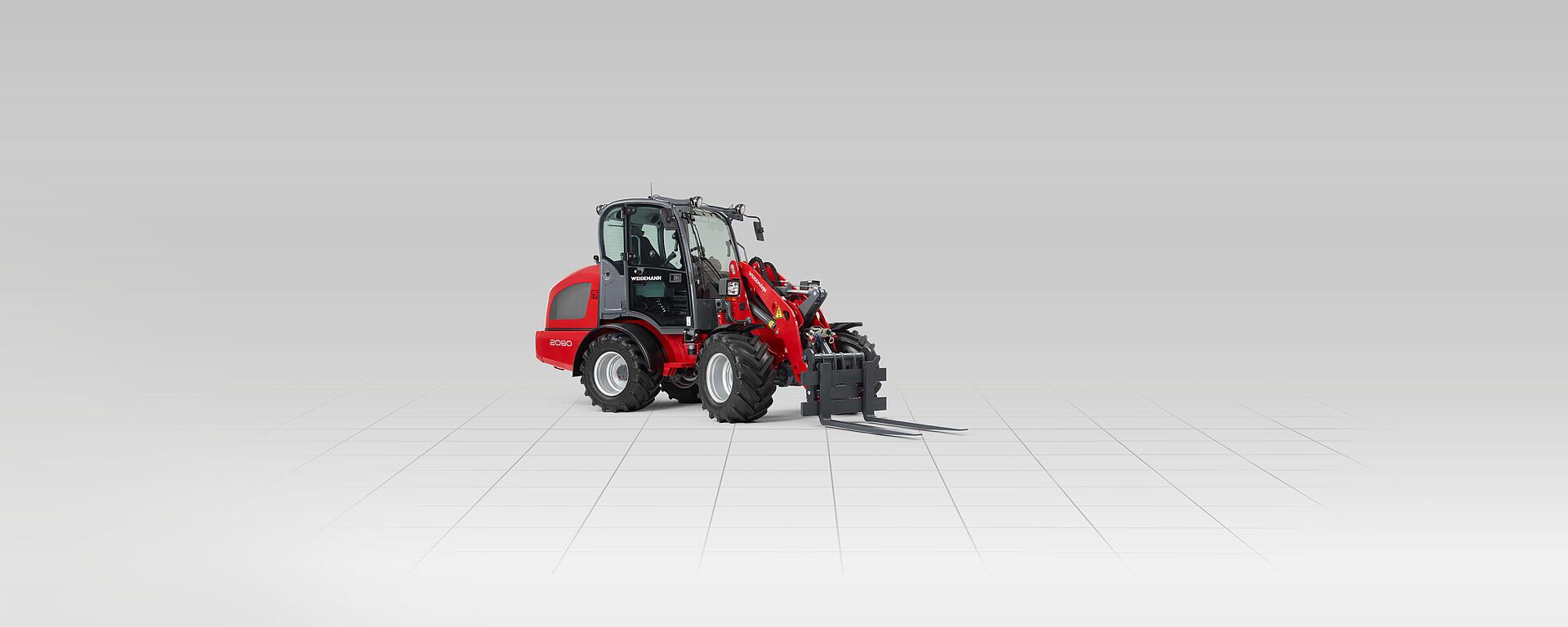 Weidemann wheel loader 2080 cabin with pallet fork, Studio