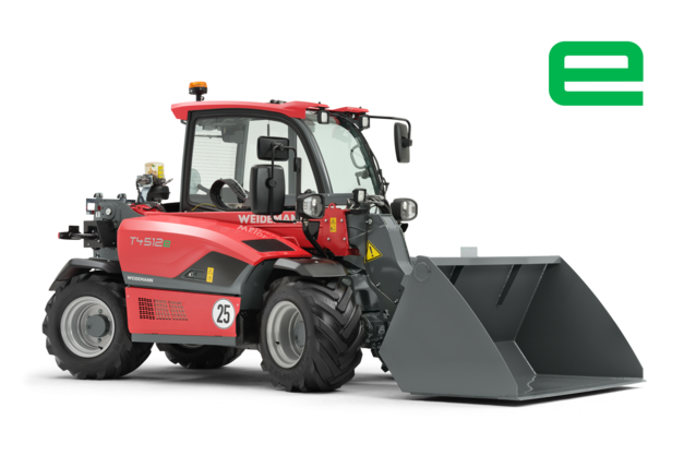 Weidemann telehandler T4512e with light weight bucket, studio